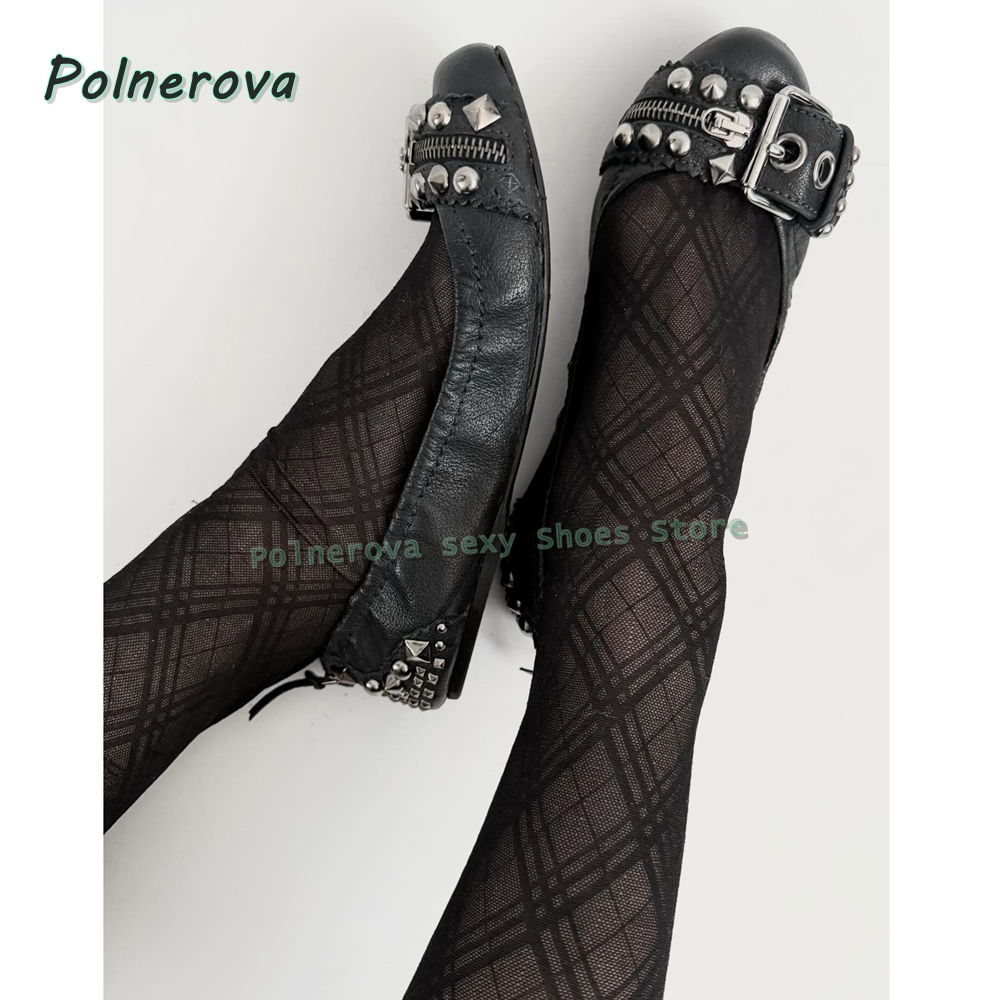 Women'S Shoes - Chaussures Mary Jane à boucle rivetée,