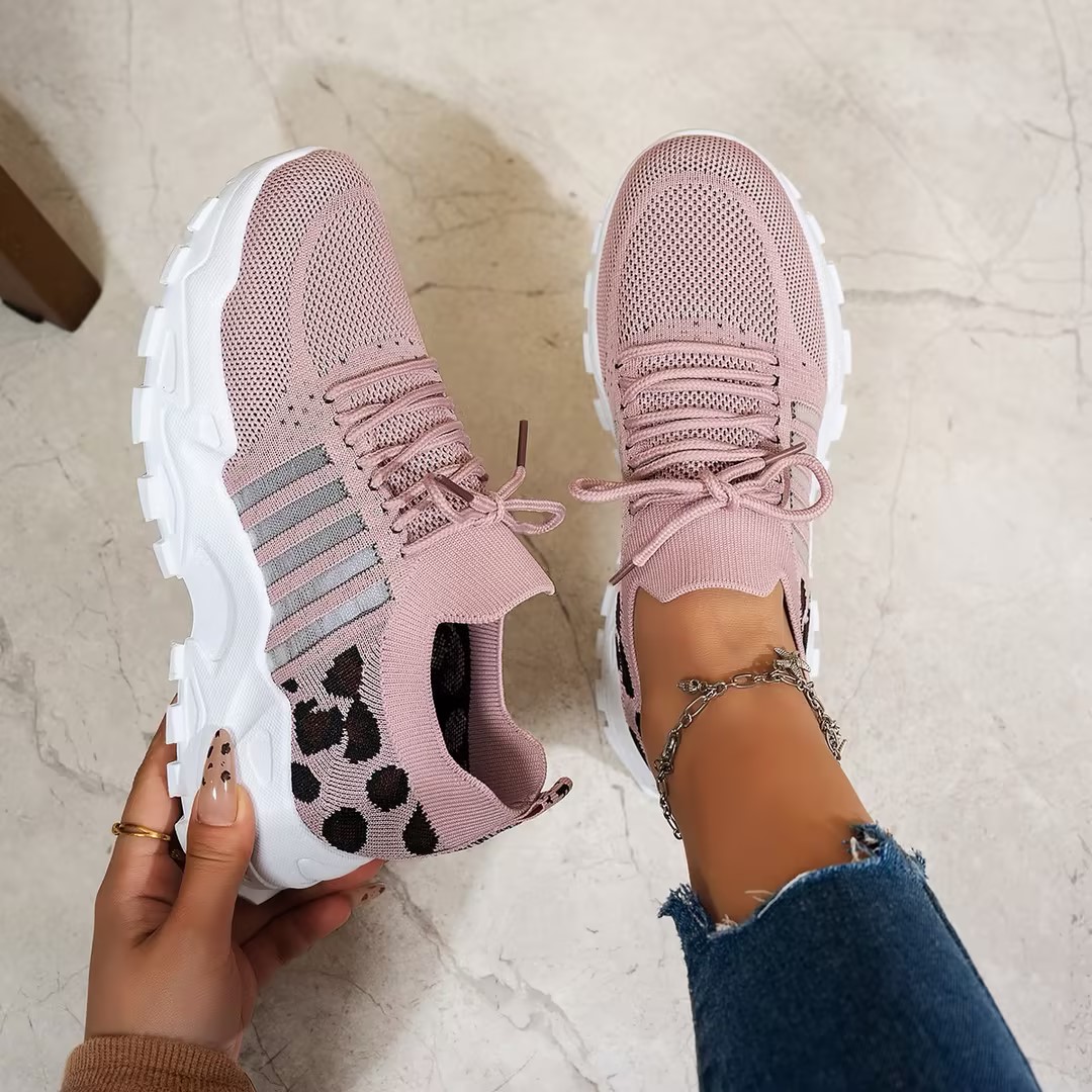 Baskets pour femmes printemps- - Knit Fabric Lace Up Sneakers avis et prix
