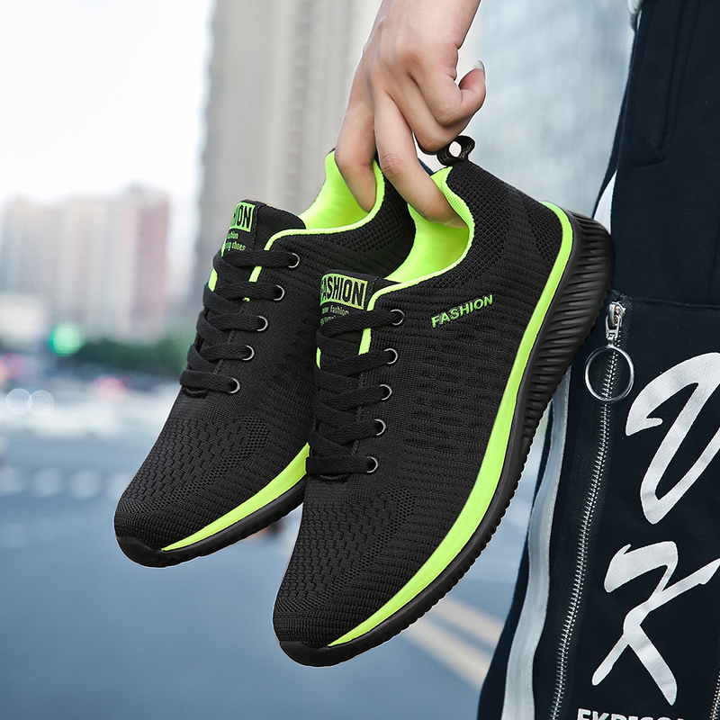 YRZL-Chaussures de dehors Noir - Knit Fabric Lace Up Sneakers avis et prix